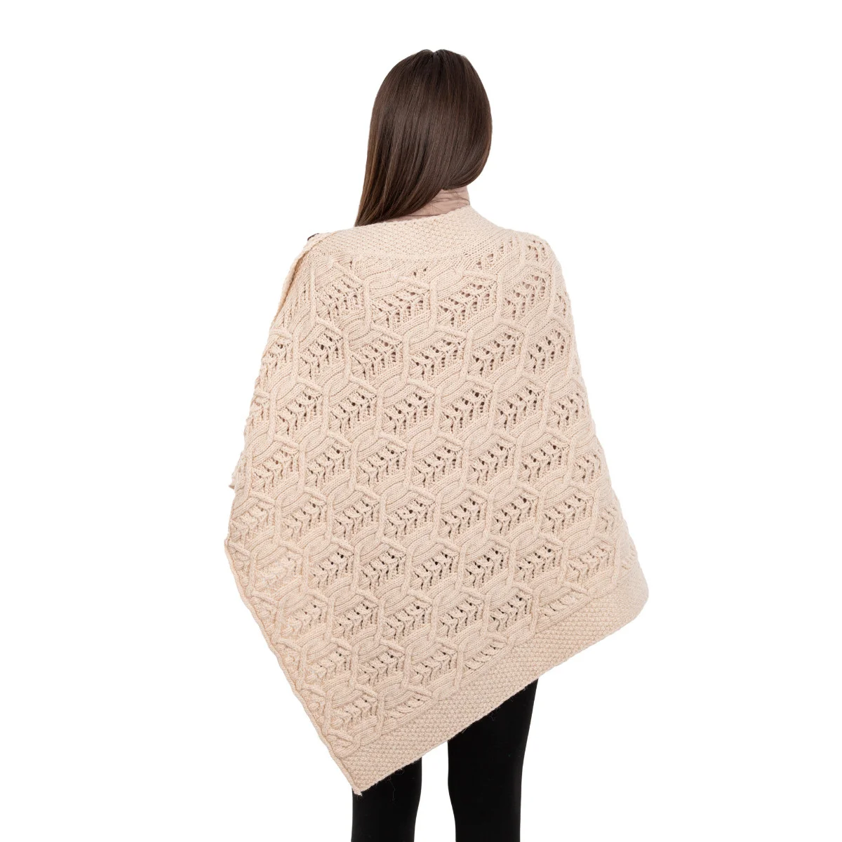 Merino Wool Ladies’ Poncho with Buttons – 100% Irish Merino Knit - Image 14 | CeltHaus