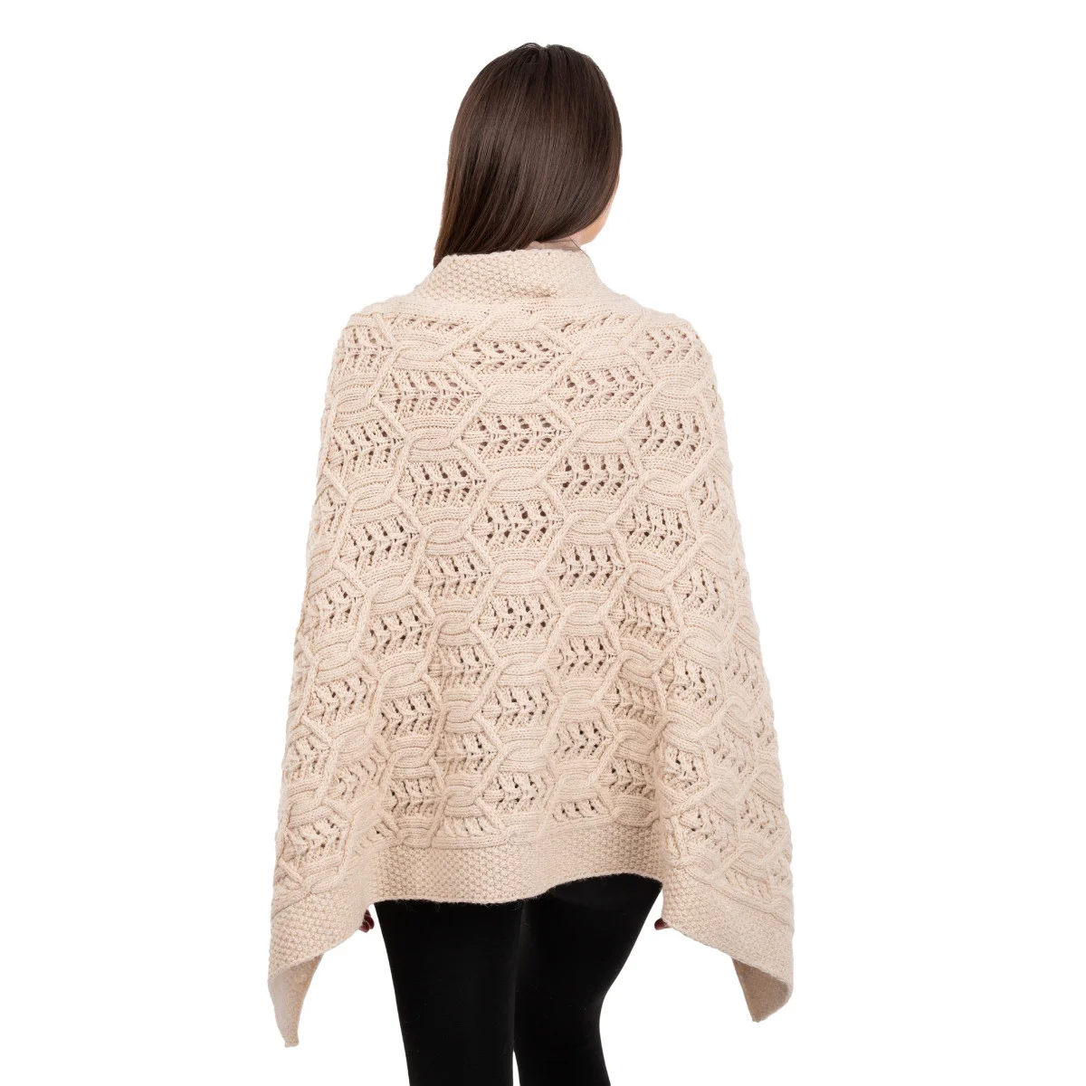 Merino Wool Ladies’ Poncho with Buttons – 100% Irish Merino Knit - Image 15 | CeltHaus