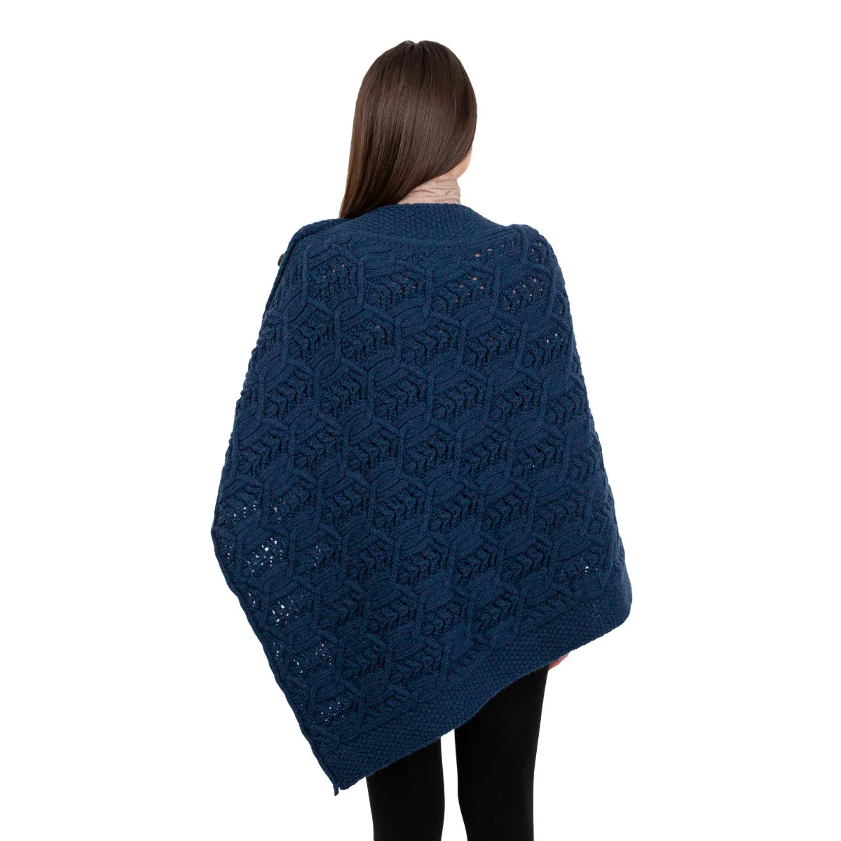 Merino Wool Ladies’ Poncho with Buttons – 100% Irish Merino Knit - Image 16 | CeltHaus