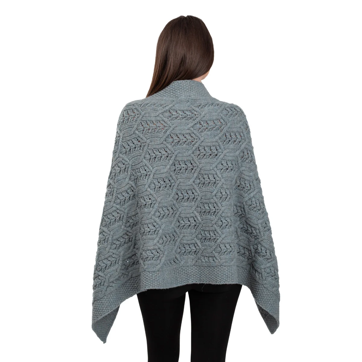 Merino Wool Ladies’ Poncho with Buttons – 100% Irish Merino Knit - Image 17 | CeltHaus