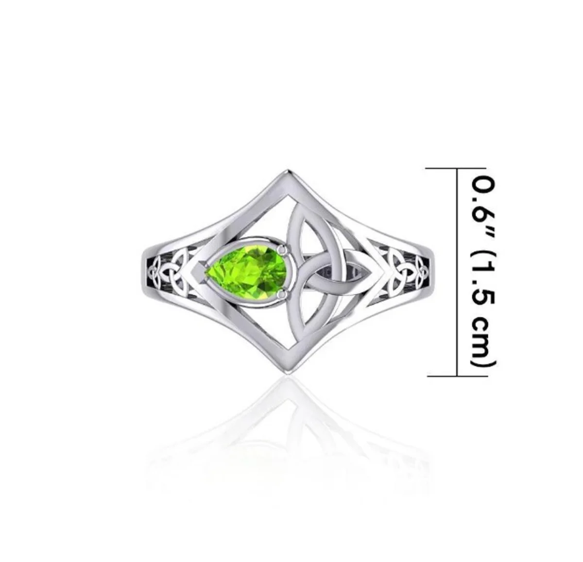 Peridot Gemstone Trinity Knot Engraved Silver Ring – Celtic Symbol Jewelry - Image 4 | CeltHaus