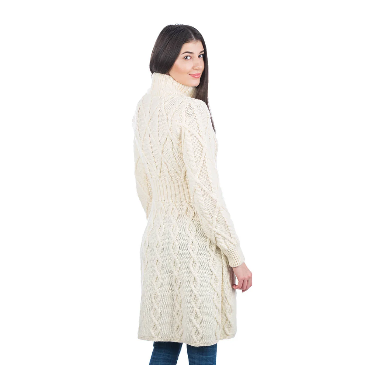 SAOL Aran Cable Signature Coat – 100% Merino Wool Irish Knitwear - Image 4 | CeltHaus