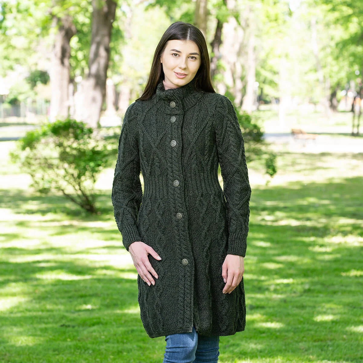 SAOL Aran Cable Signature Coat – 100% Merino Wool Irish Knitwear - Image 6 | CeltHaus