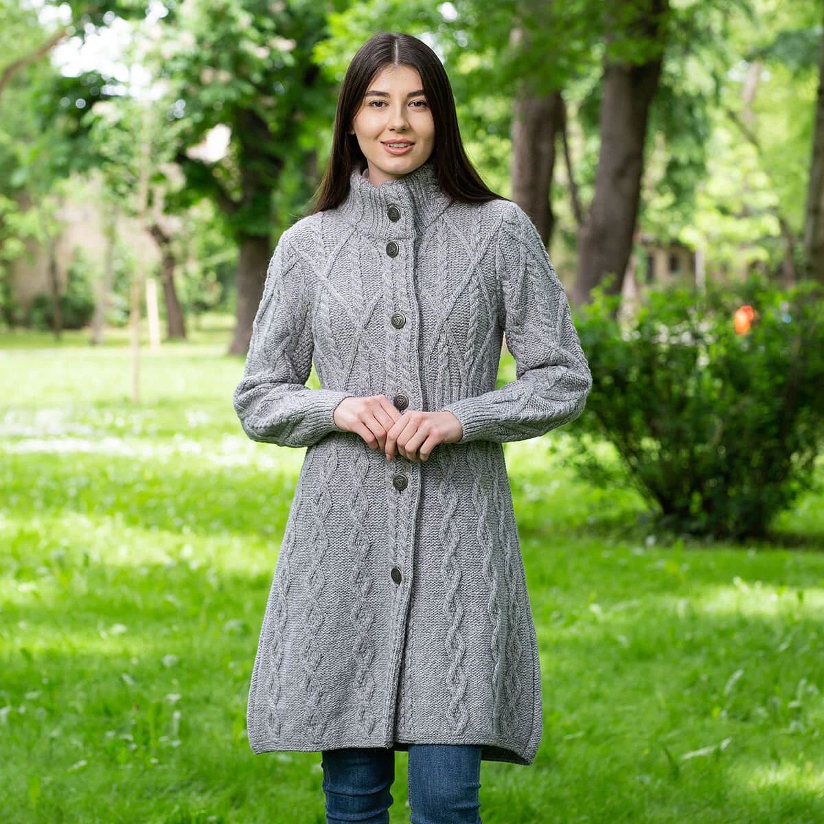 SAOL Aran Cable Signature Coat – 100% Merino Wool Irish Knitwear - Image 11 | CeltHaus