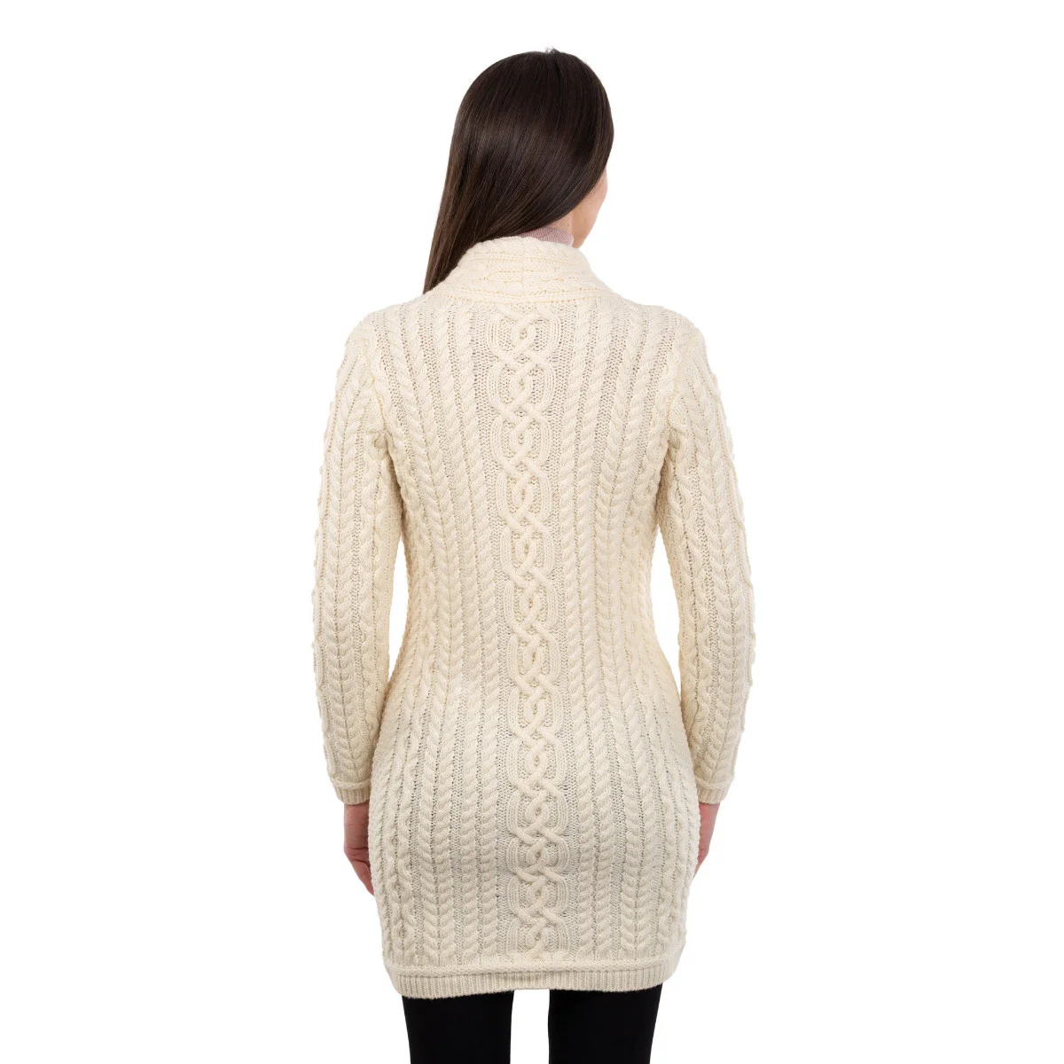 SAOL Cable Knit Side Zip Long Cardigan – 100% Merino Wool Irish Knitwear - Image 12 | CeltHaus