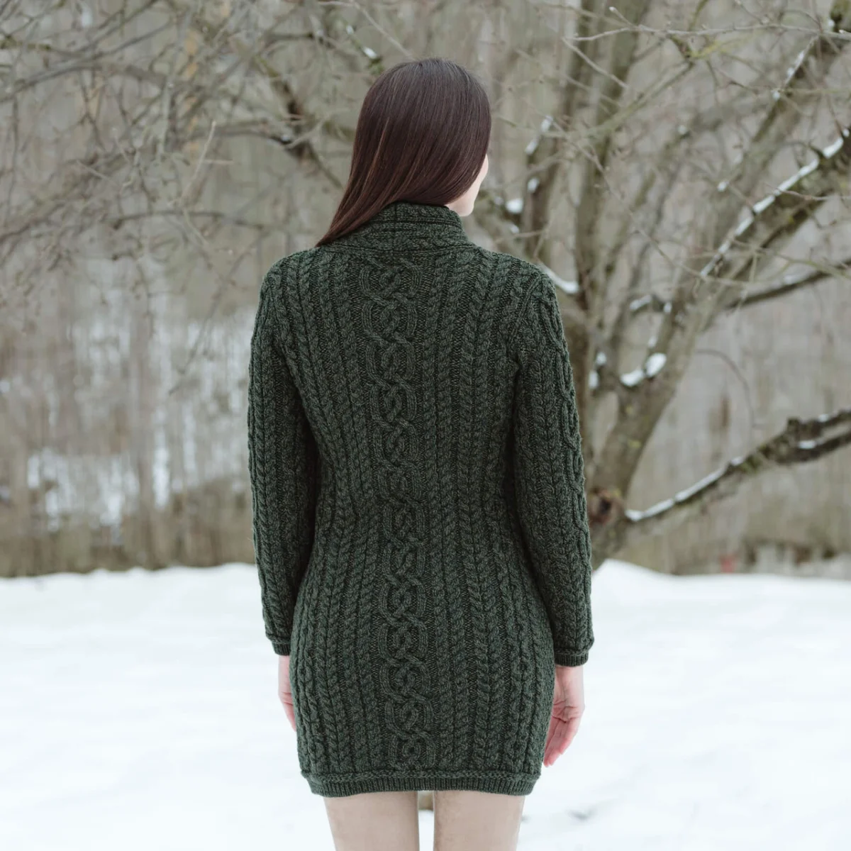 SAOL Cable Knit Side Zip Long Cardigan – 100% Merino Wool Irish Knitwear - Image 16 | CeltHaus