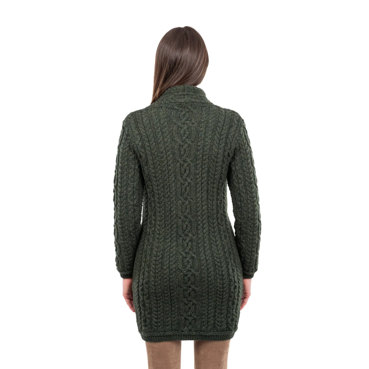 SAOL Cable Knit Side Zip Long Cardigan – 100% Merino Wool Irish Knitwear - Image 18 | CeltHaus