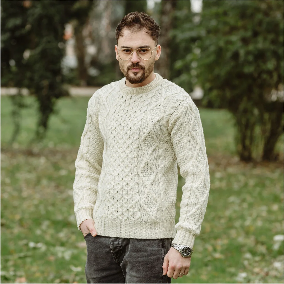 SAOL Fisherman Cable Sweater – 100% Pure Virgin Wool Irish Knit - Image 6 | CeltHaus