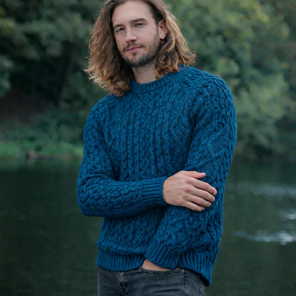 SAOL Fisherman Cable Sweater – 100% Pure Virgin Wool Irish Knit - Image 2 | CeltHaus