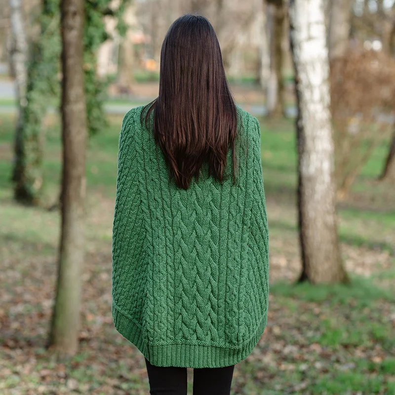SAOL Women’s Cowl Neck Button Poncho – 100% Pure Merino Wool - Image 11 | CeltHaus