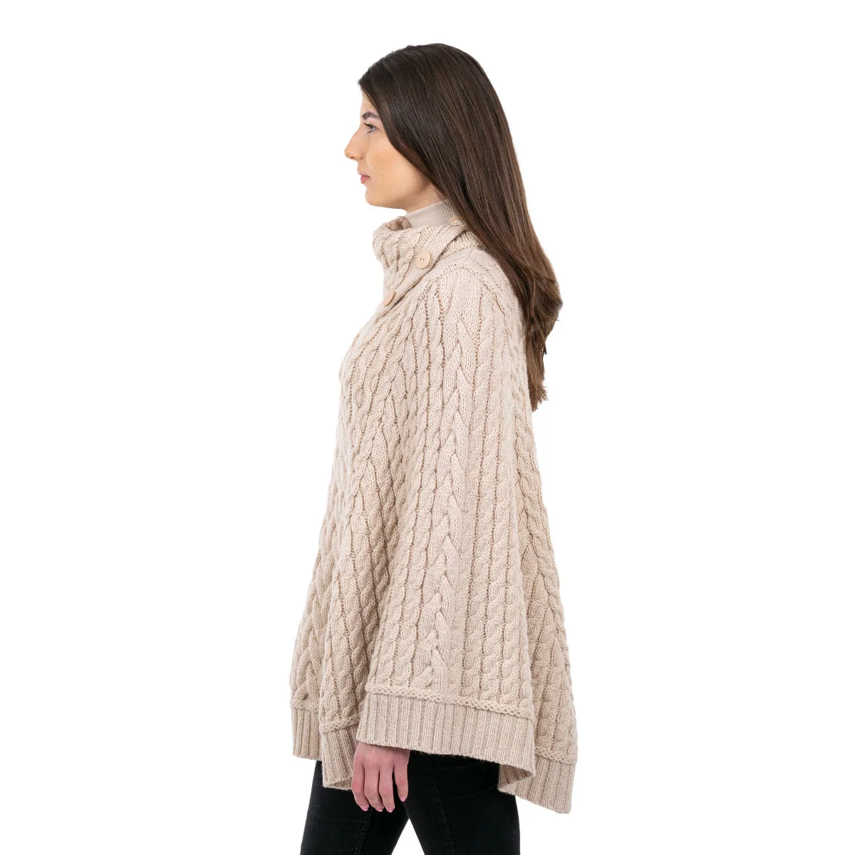 SAOL Women’s Cowl Neck Button Poncho – 100% Pure Merino Wool - Image 14 | CeltHaus