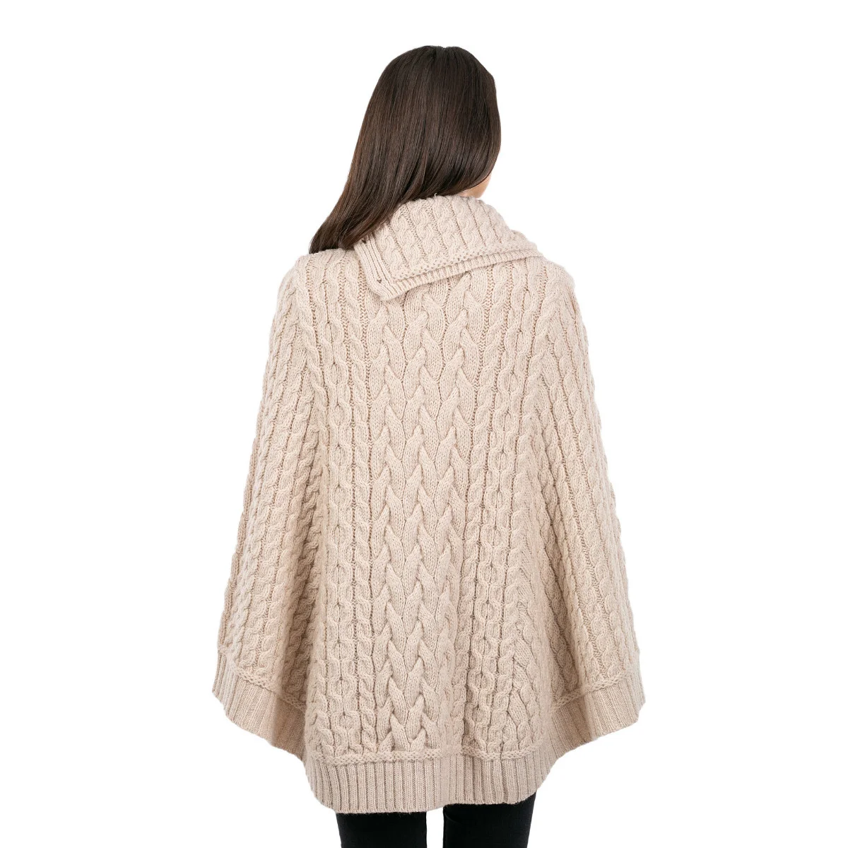 SAOL Women’s Cowl Neck Button Poncho – 100% Pure Merino Wool - Image 16 | CeltHaus