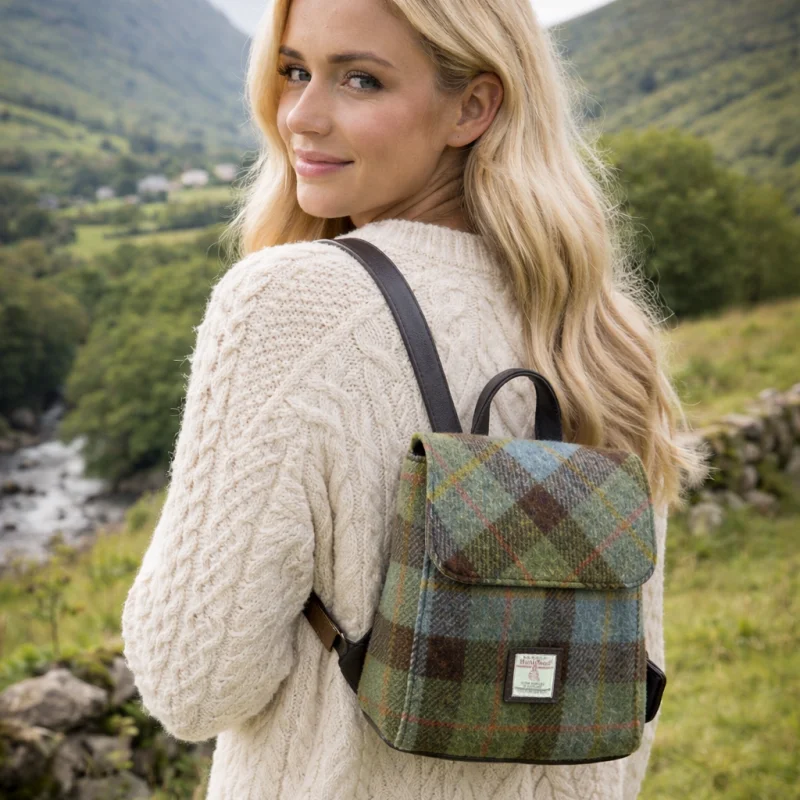 Scottish Harris Tweed Tummel Mini Backpack – Authentic Wool Tartan Bag with Adjustable Straps - Featured Product | CeltHaus