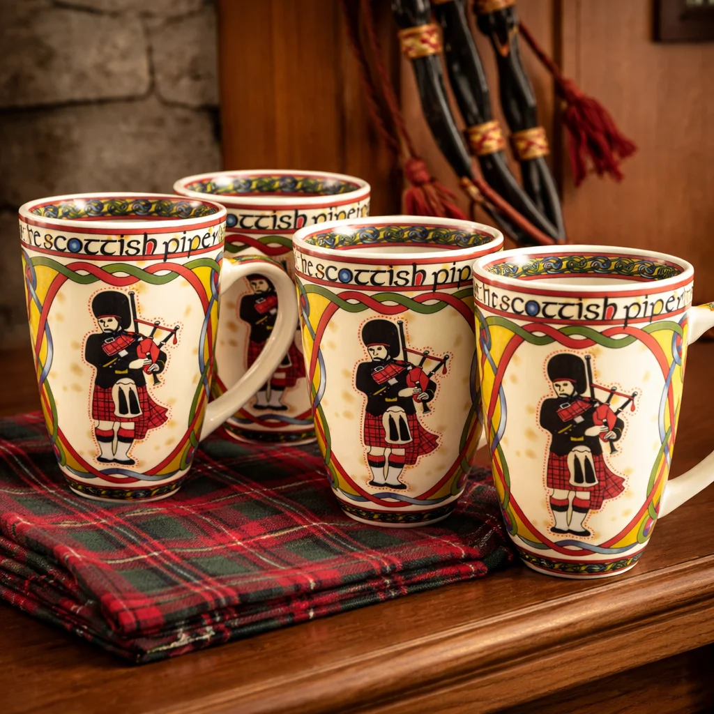 Scottish Piper Bone China Mug – Traditional Heritage Design - Image 2 | CeltHaus