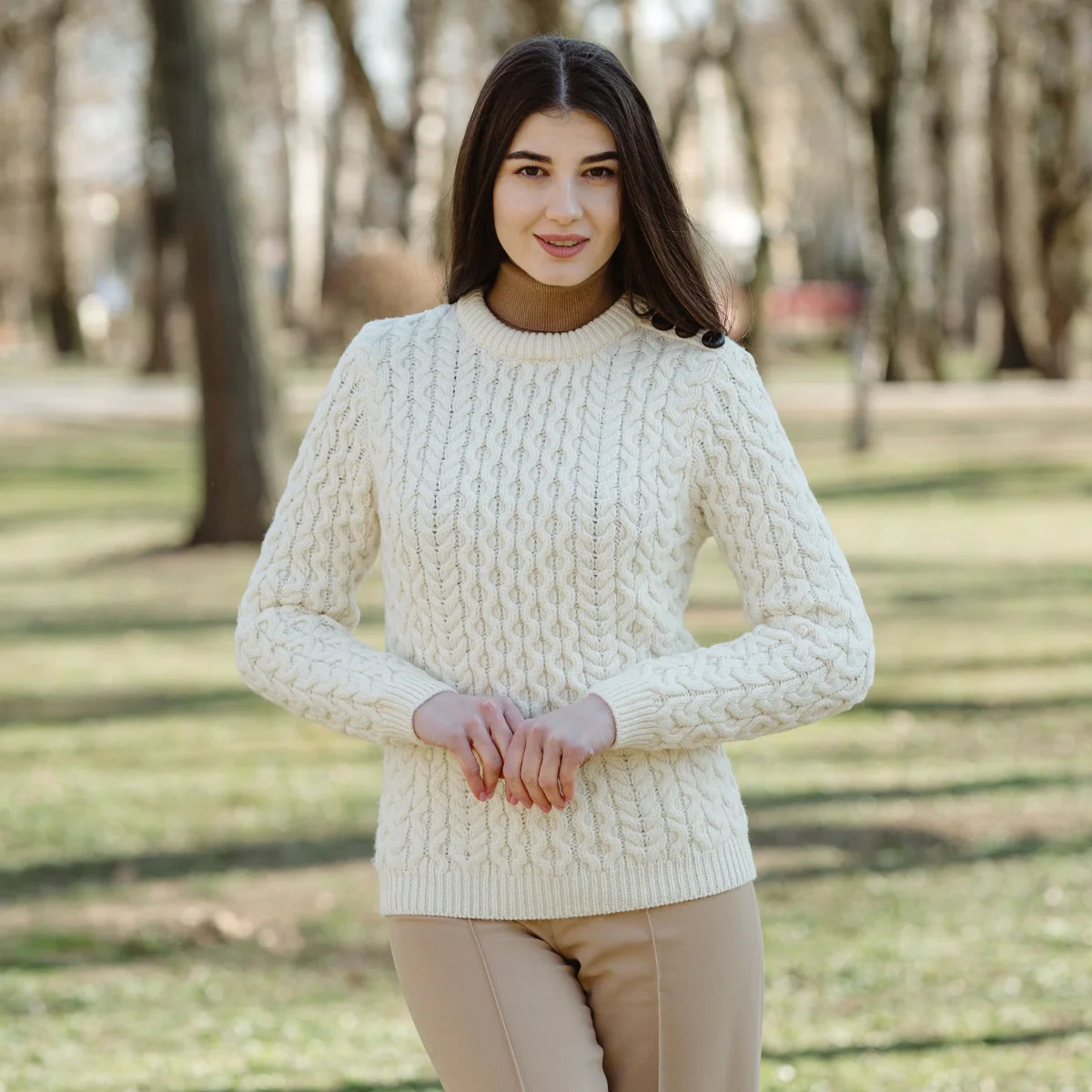 Side Button Knit Sweater – Classic Irish Wool Pullover with Button Detail - Image 3 | CeltHaus