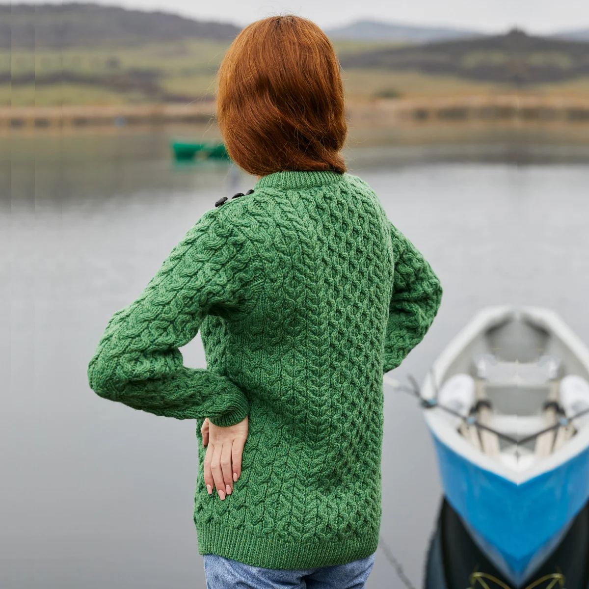 Side Button Knit Sweater – Classic Irish Wool Pullover with Button Detail - Image 7 | CeltHaus