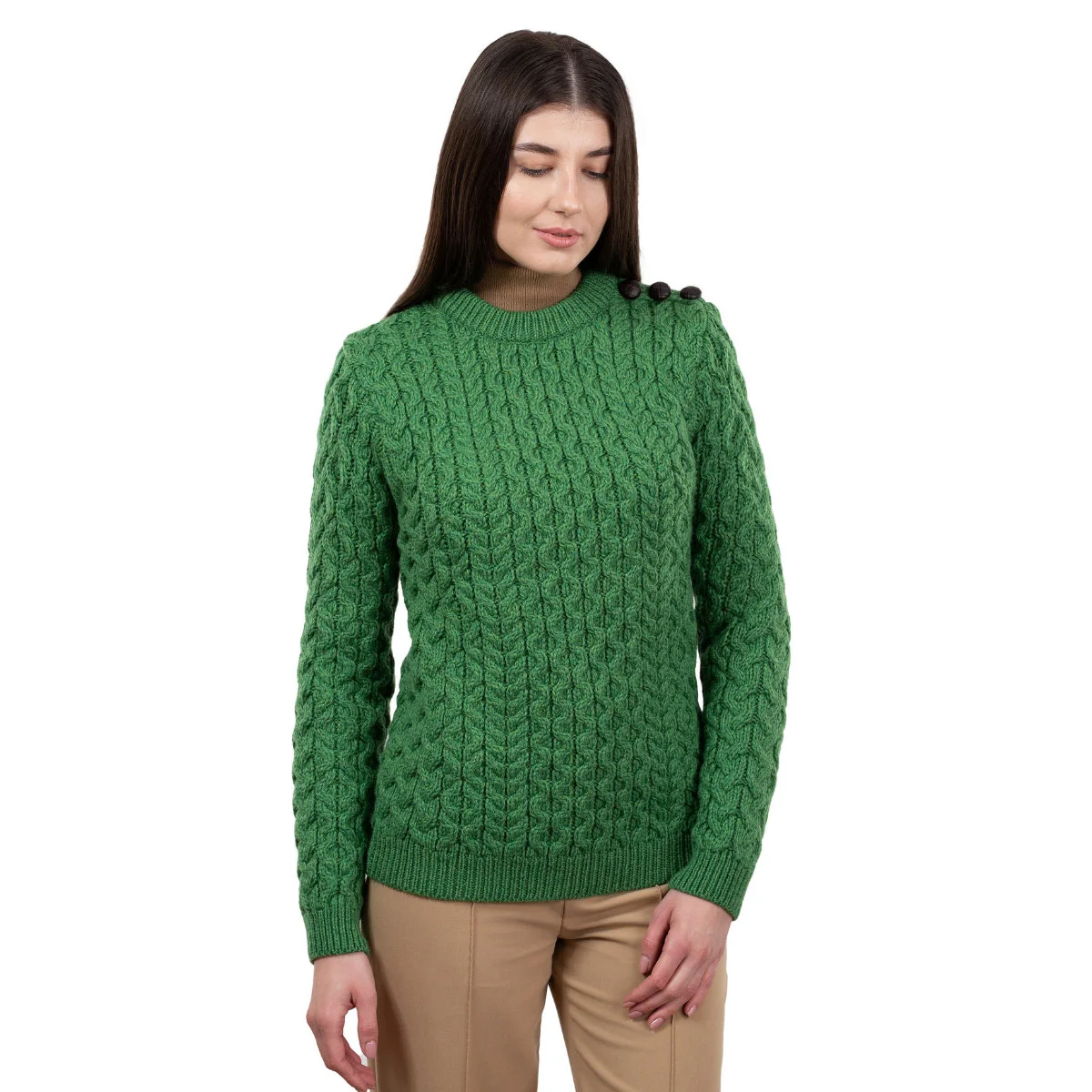 Side Button Knit Sweater – Classic Irish Wool Pullover with Button Detail - Image 12 | CeltHaus
