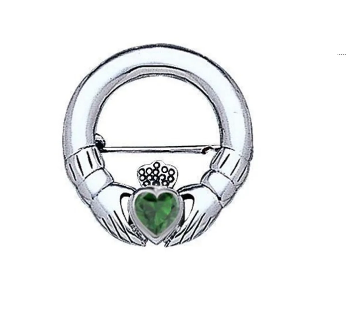 Silver Irish Claddagh Brooch with Gemstone – Celtic Heritage Jewelry Gift - Image 3 | CeltHaus