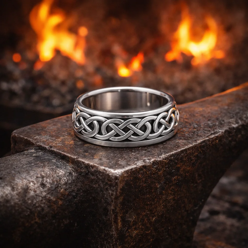 Sterling Silver Engraved Celtic Knot Band Ring | Irish Heritage Jewelry - Featured Product | CeltHaus