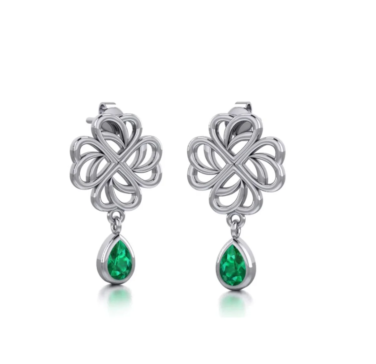 Sterling Silver Four-Leaf Clover Post Earrings | Lucky Irish Jewelry - Image 4 | CeltHaus