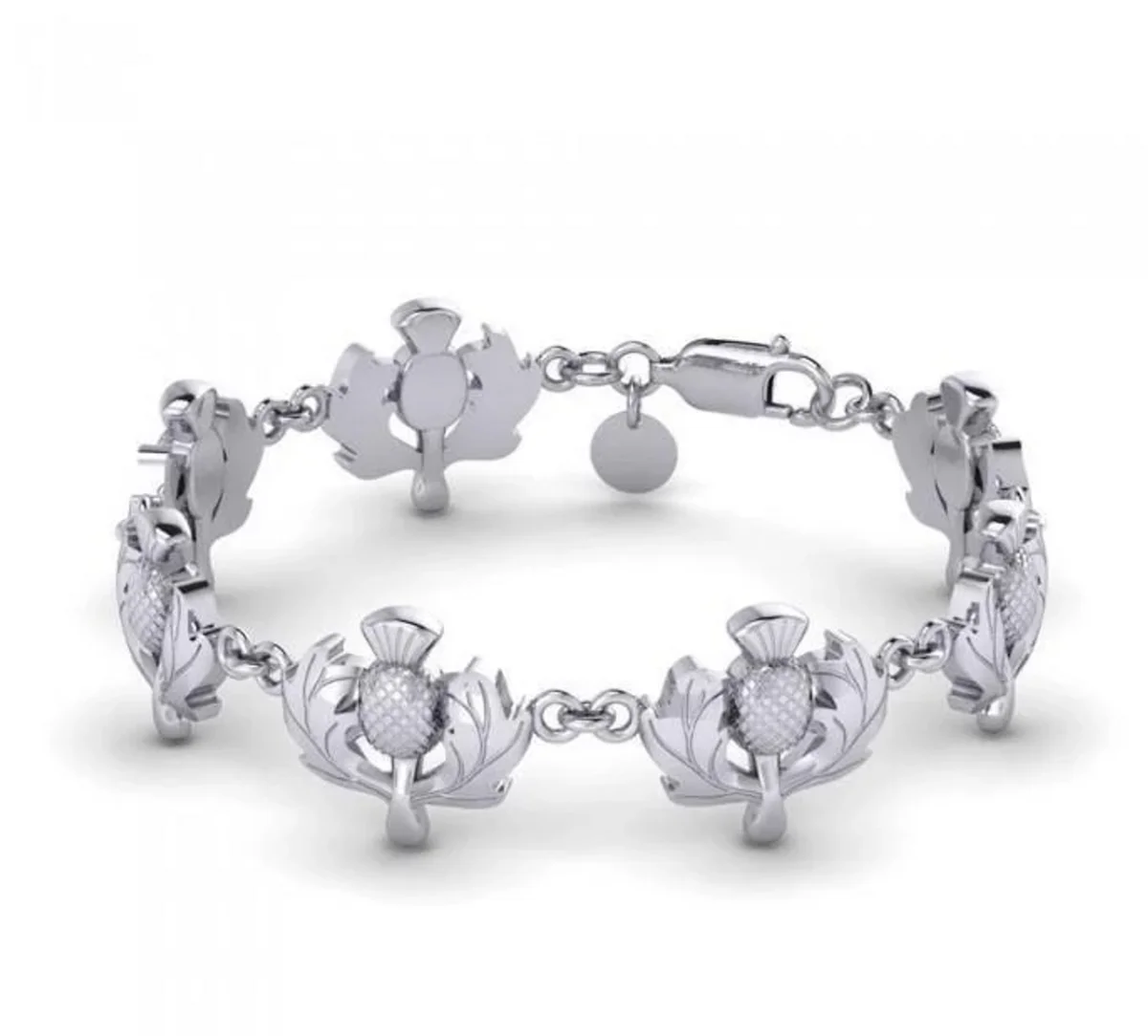 Sterling Silver Scottish Thistle Bracelet – Determination & Strength Jewelry - Image 3 | CeltHaus