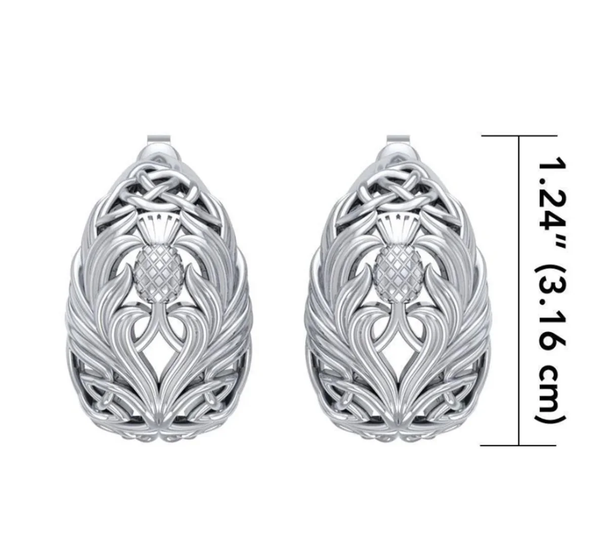 Teardrop Celtic Knotwork Post Earrings with Thistle Motif – Sterling Irish Heritage Jewelry - Image 4 | CeltHaus