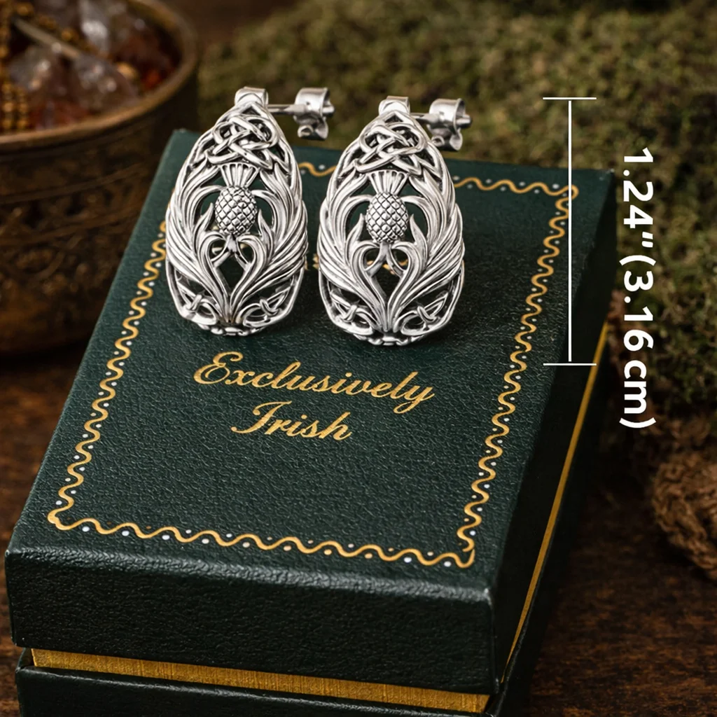 Teardrop Celtic Knotwork Post Earrings with Thistle Motif – Sterling Irish Heritage Jewelry - Jewelry | CeltHaus