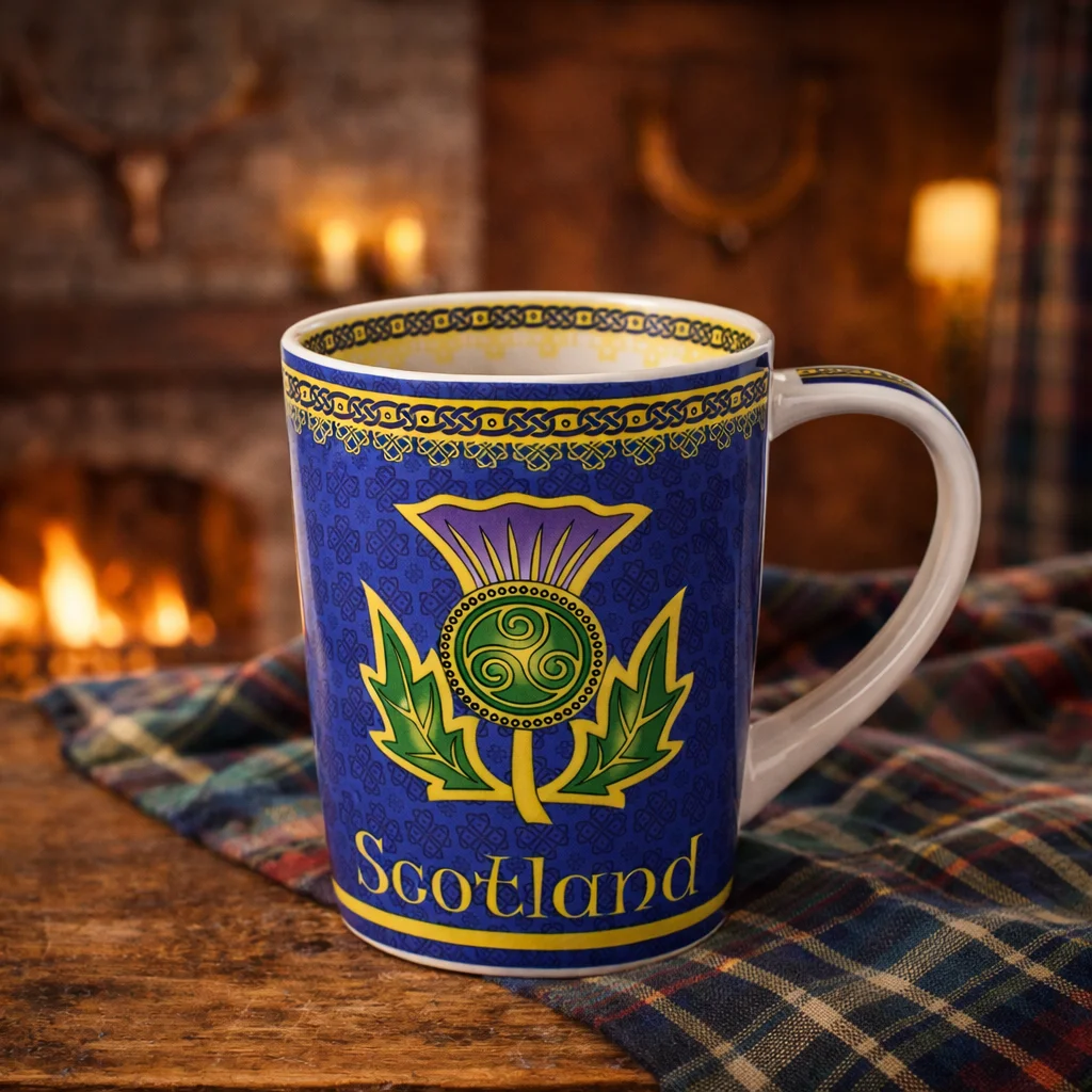 Thistle Spiral Ceramic Mug – Scottish Heritage Design - Ceramics | CeltHaus