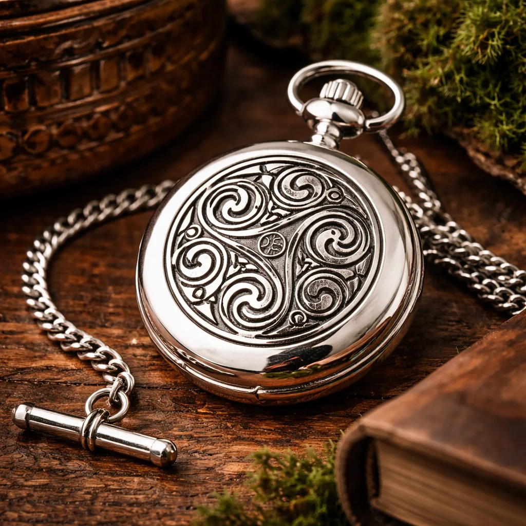 Triple Swirl Celtic Pocket Watch – Irish Celtic Pocket Watch - Jewelry | CeltHaus